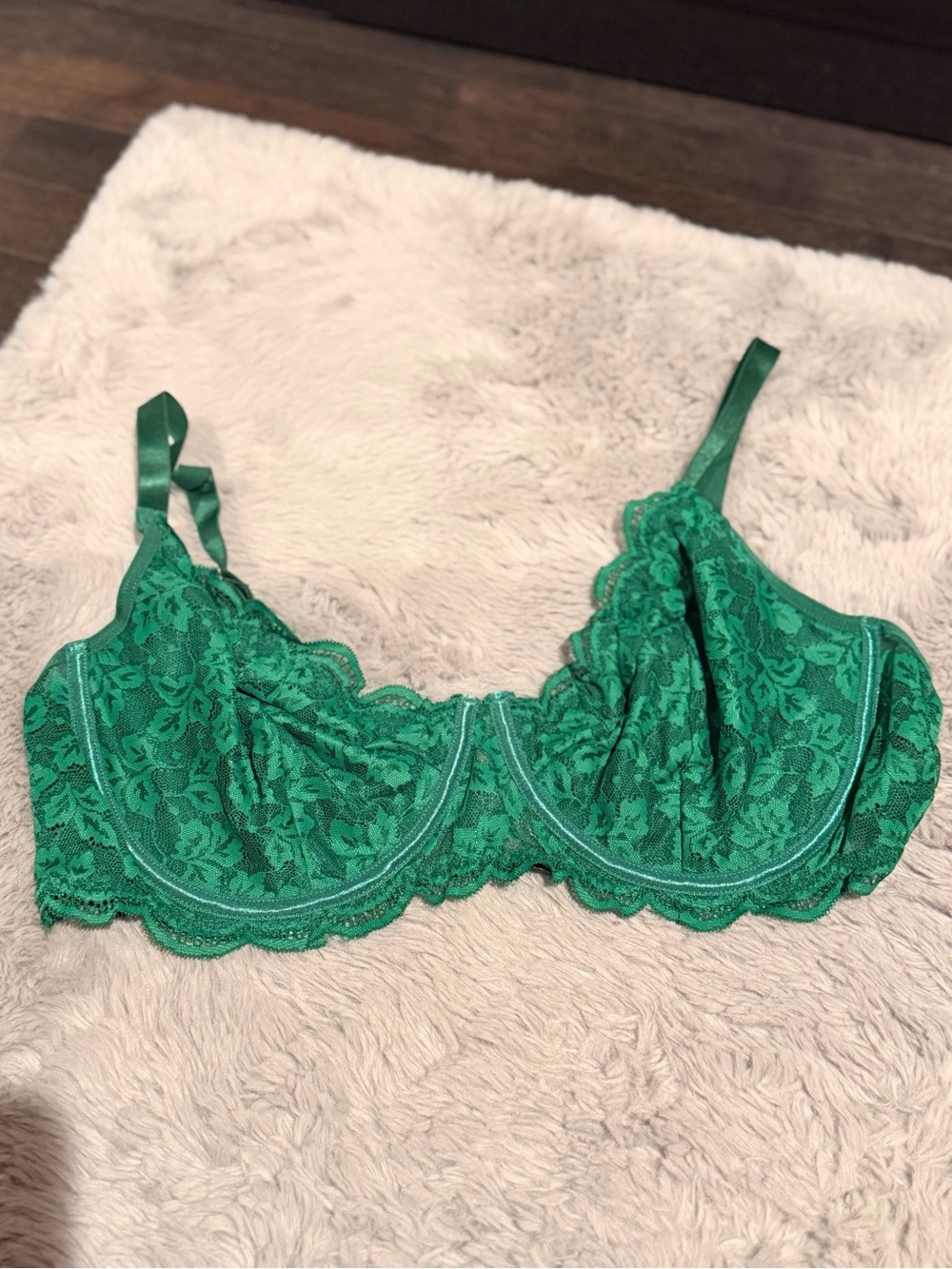 Lace Underwire Bra - Emerald Green